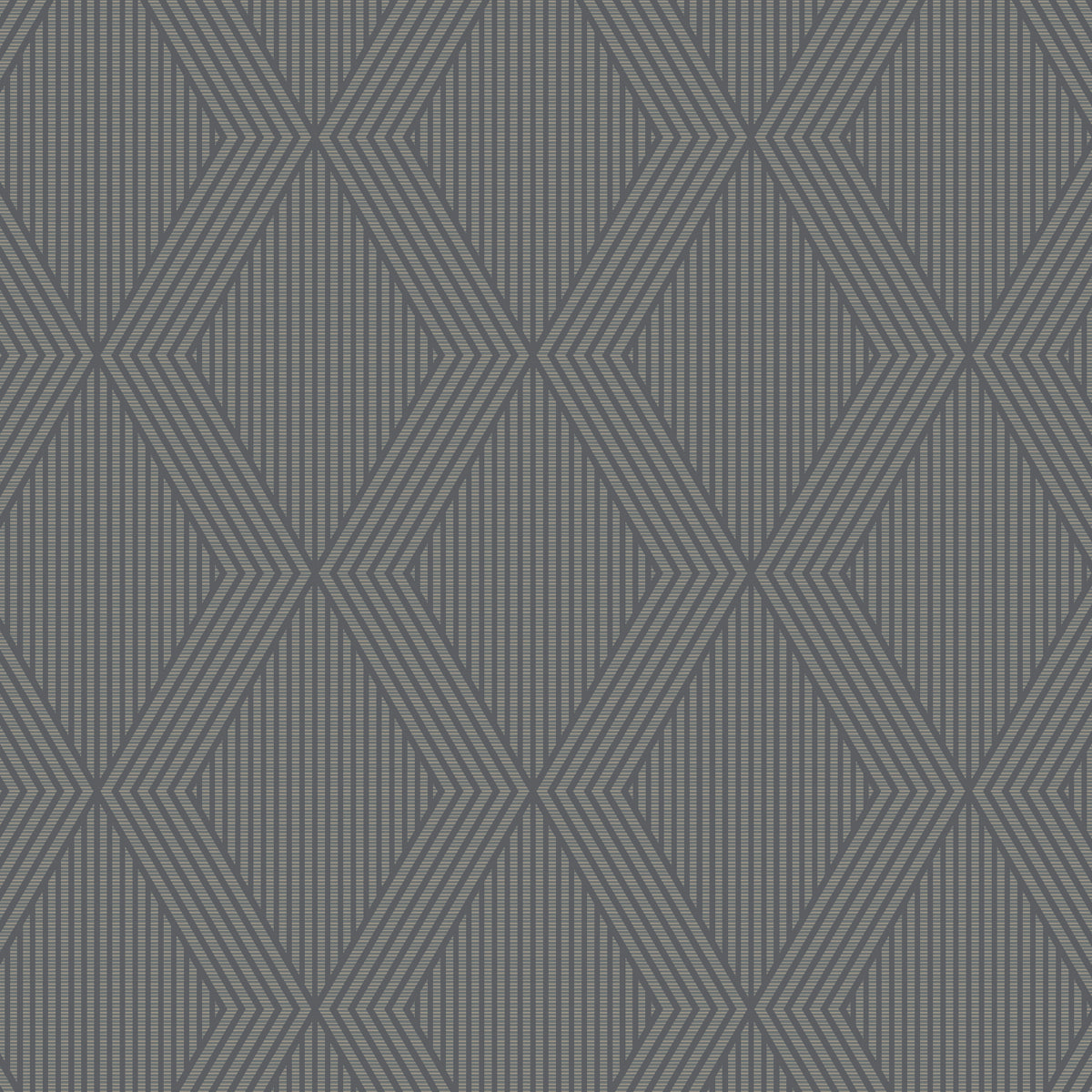 Garbo wallpaper in slate and gold by Boråstapeter for Schumacher, geometric Art Deco trellis pattern