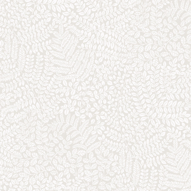Bladverk Stone by Boråstapeter, a Scandinavian botanical wallpaper with delicate leaves in a midcentury modern style.