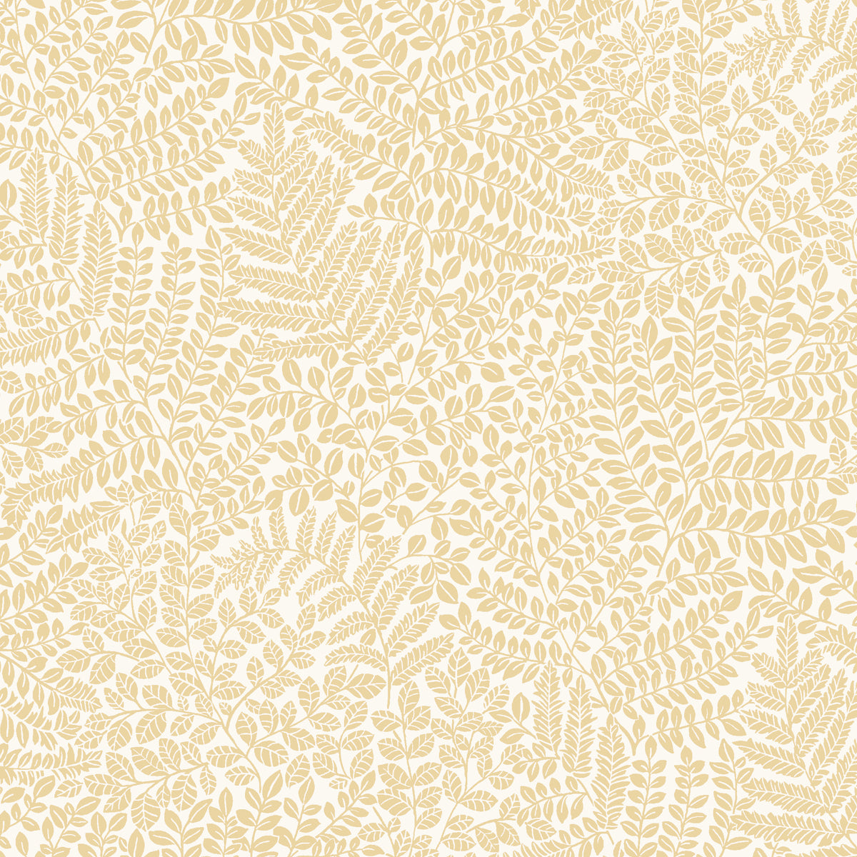 Bladverk Sand botanical wallpaper by Boråstapeter for Schumacher, shown in a Scandinavian-inspired living room setting.