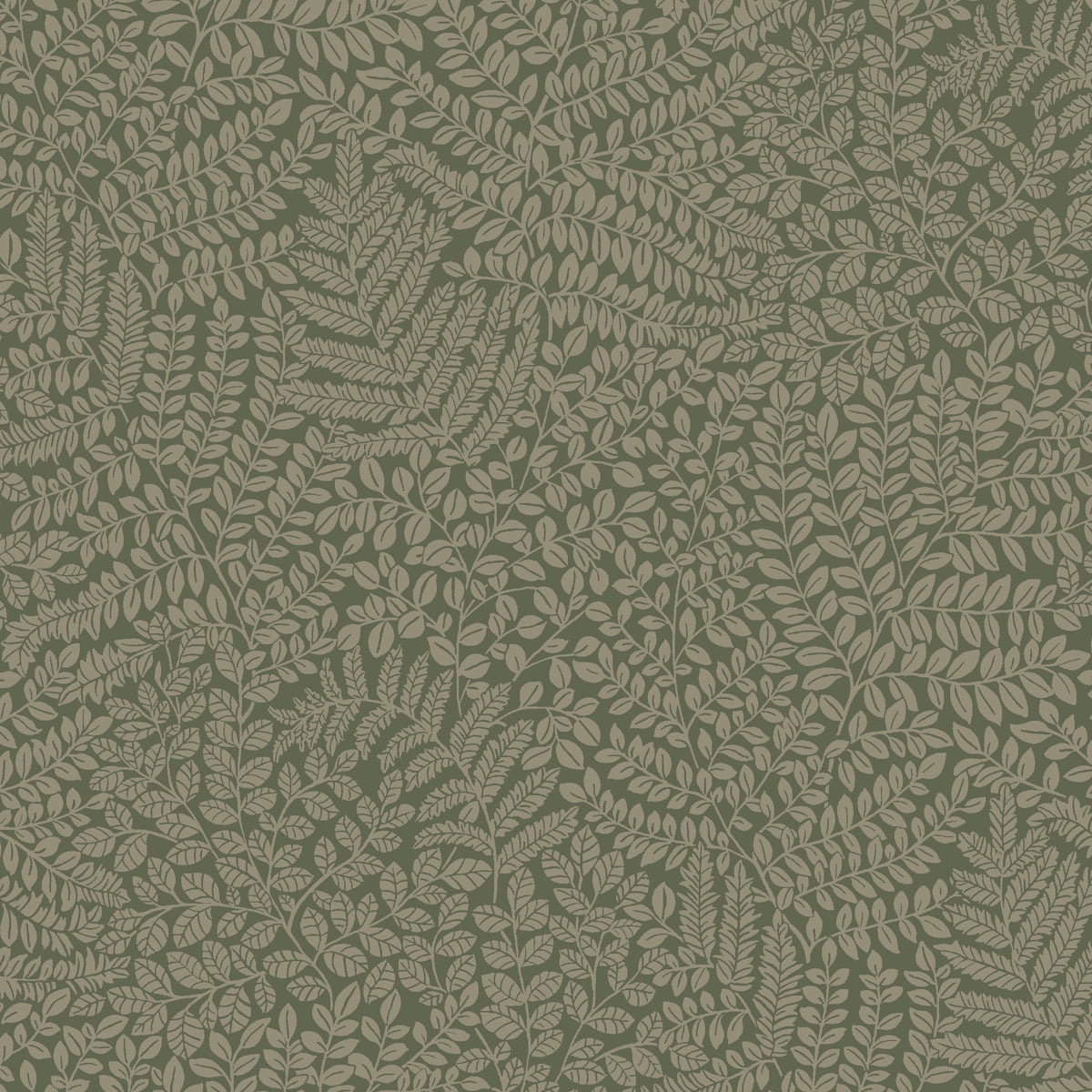 Bladverk Spruce by Boråstapeter - Delicate midcentury modern botanical wallpaper in green with intricate leaf pattern, styled in a dining room setting.