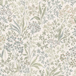 Nocturne Sage by Boråstapeter botanical wallpaper with small-scale flowering botanicals and berries in green and muted tones