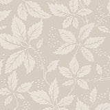 Vildvin in Stone by Boråstapeter, botanical wallpaper with Virginia vine leaves and berries in a neutral stone color.