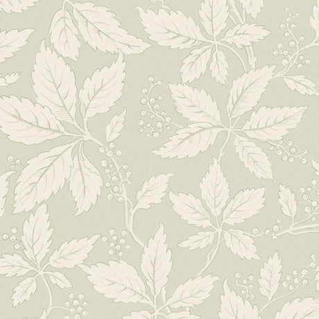 Vildvin Leaf wallpaper by Boråstapeter for Schumacher, featuring a botanical Virginia vine pattern in a soft neutral colorway.