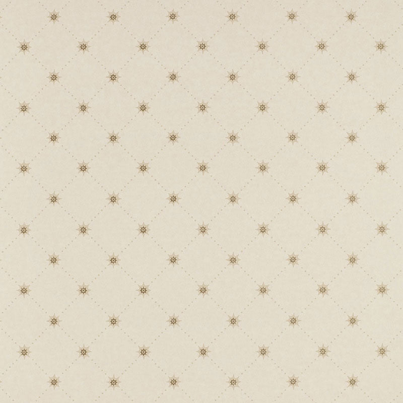 Cooper Star Alabaster wallpaper with a classic star and lattice pattern on a dappled ground by Schumacher.