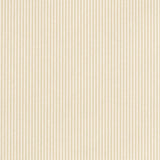 Newport Stripe Oyster wallpaper with classic narrow pinstripes in a neutral beige and cream colorway by Schumacher.