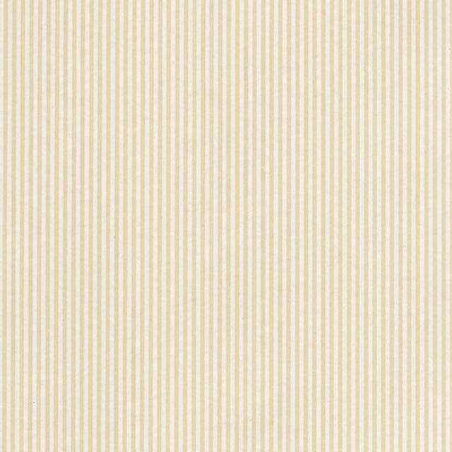 Newport Stripe Oyster wallpaper with classic narrow pinstripes in a neutral beige and cream colorway by Schumacher.