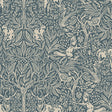 Under the Elder Tree wallpaper in Midnight by Boråstapeter for Schumacher, featuring whimsical forest animals and foliage in a detailed, symmetrical pattern.