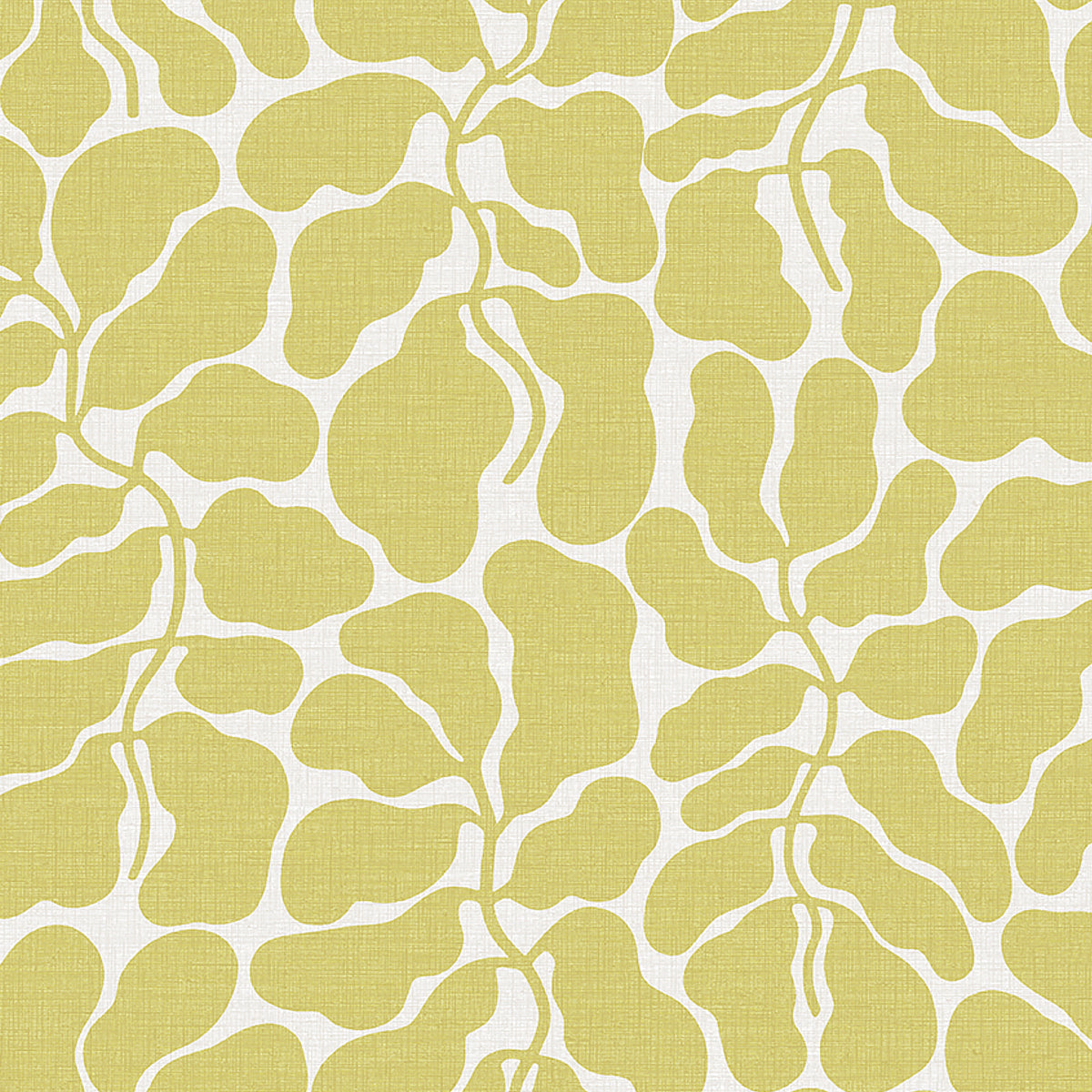 My Secret Garden wallpaper in ochre by Boråstapeter for Schumacher, featuring bold, dense foliage designed by Linnea Andersson.