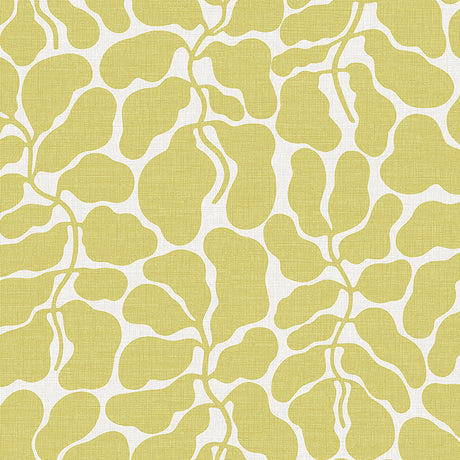 My Secret Garden wallpaper in ochre by Boråstapeter for Schumacher, featuring bold, dense foliage designed by Linnea Andersson.