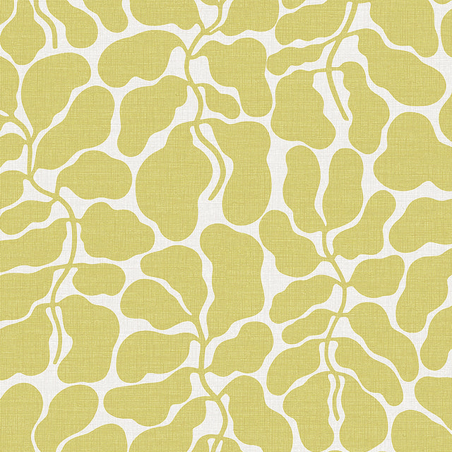 My Secret Garden wallpaper in ochre by Boråstapeter for Schumacher, featuring bold, dense foliage designed by Linnea Andersson.