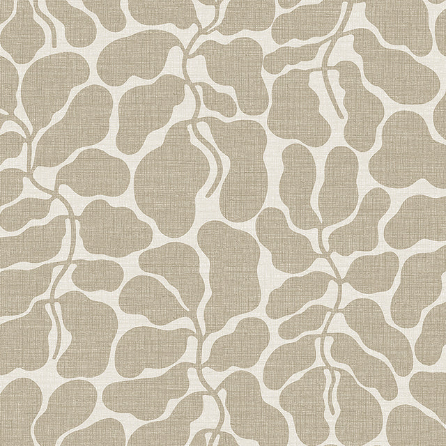My Secret Garden wallpaper in natural by Boråstapeter for Schumacher, featuring a dense foliage pattern in neutral tones.
