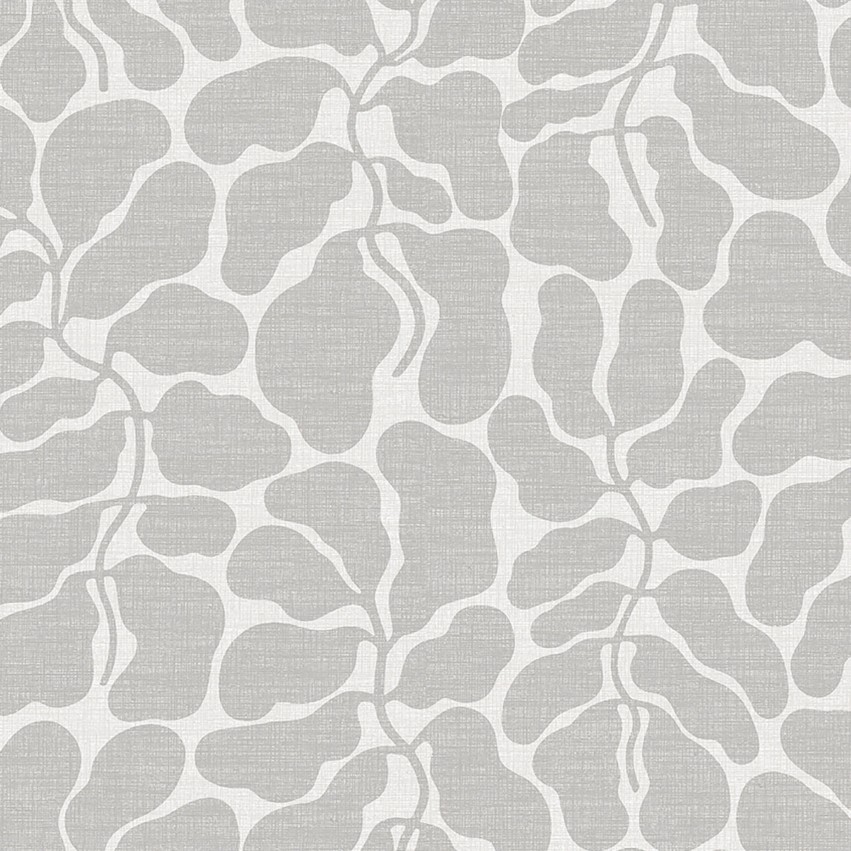 My Secret Garden wallpaper in stone by Boråstapeter for Schumacher, featuring a dense foliage pattern in neutral tones.