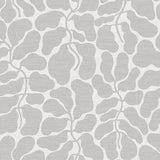 My Secret Garden wallpaper in stone by Boråstapeter for Schumacher, featuring a dense foliage pattern in neutral tones.
