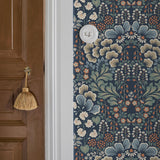 Blomstervall Midnight Multi by Boråstapeter Arts & Crafts Floral Wallpaper – Schumacher 2097