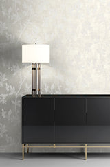 Leaf Trail Metallic Pearl & Glass Beads by Essential Textures Botanical Textured Metallic Wallpaper – Etten Studios 2231100 -Sample