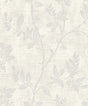 Leaf Trail off-white botanical wallpaper with a subtle metallic, textured finish.