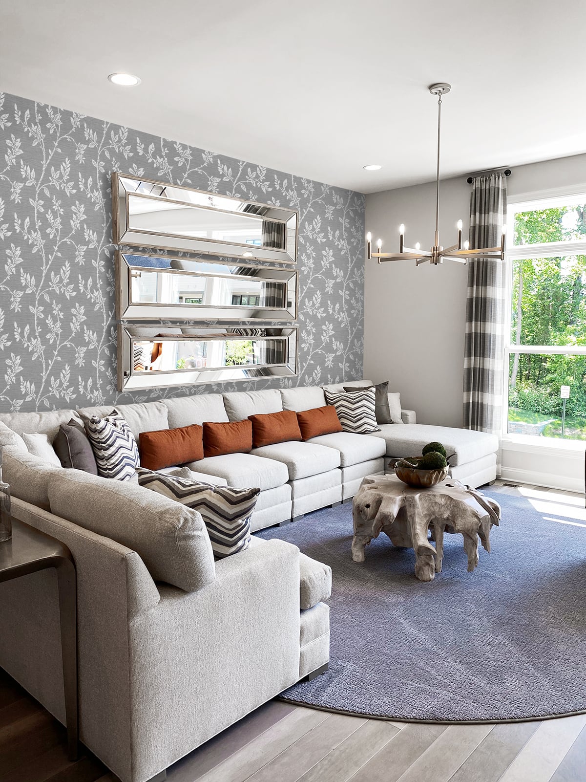 Leaf Trail Metallic Silver by Essential Textures Botanical Vine Wallpaper – Etten Studios 2231108