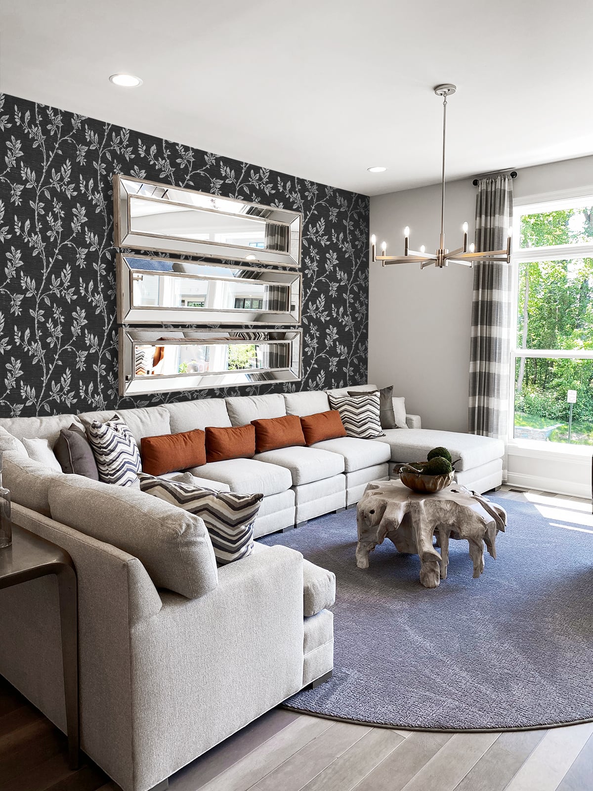 Leaf Trail Metallic Ebony & Glass Beads by Etten Studios Botanical Textured Metallic Wallpaper – Etten Studios 2231110