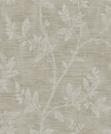 Leaf Trail botanical wallpaper in metallic taupe with trailing leaf design