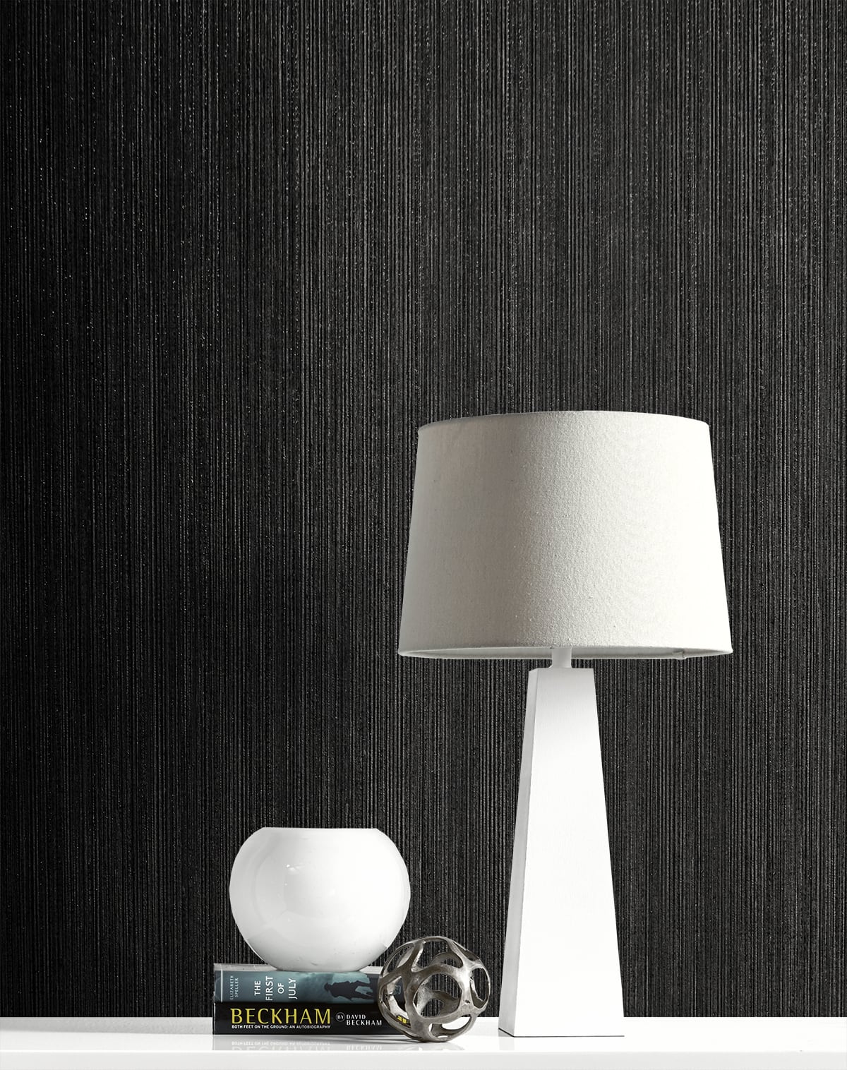 Natural Stria Ebony & Glitter by Etten Studios Textured Wallpaper – Etten Studios 2231710-Sample