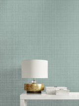 Crosshatch Linen Metallic Sea Green by Essential Textures Faux Linen Wallpaper – Etten Studios 2231904