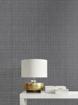 Crosshatch Linen Metallic Coal by Essential Textures Faux Linen Wallpaper – Etten Studios 2231908