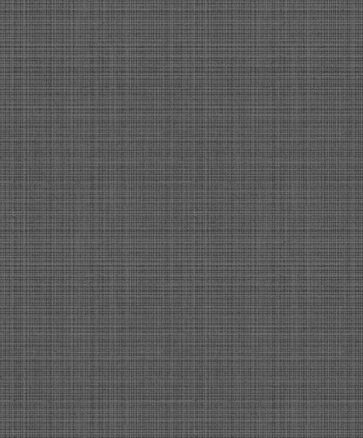 Metallic coal crosshatch linen textured wallpaper