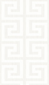 Metallic pearl and ivory Greek key geometric wallpaper pattern