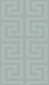 Greek Key Metallic Sea Green by Essential Textures Geometric Wallpaper – Etten Studios 2232004 -Sample