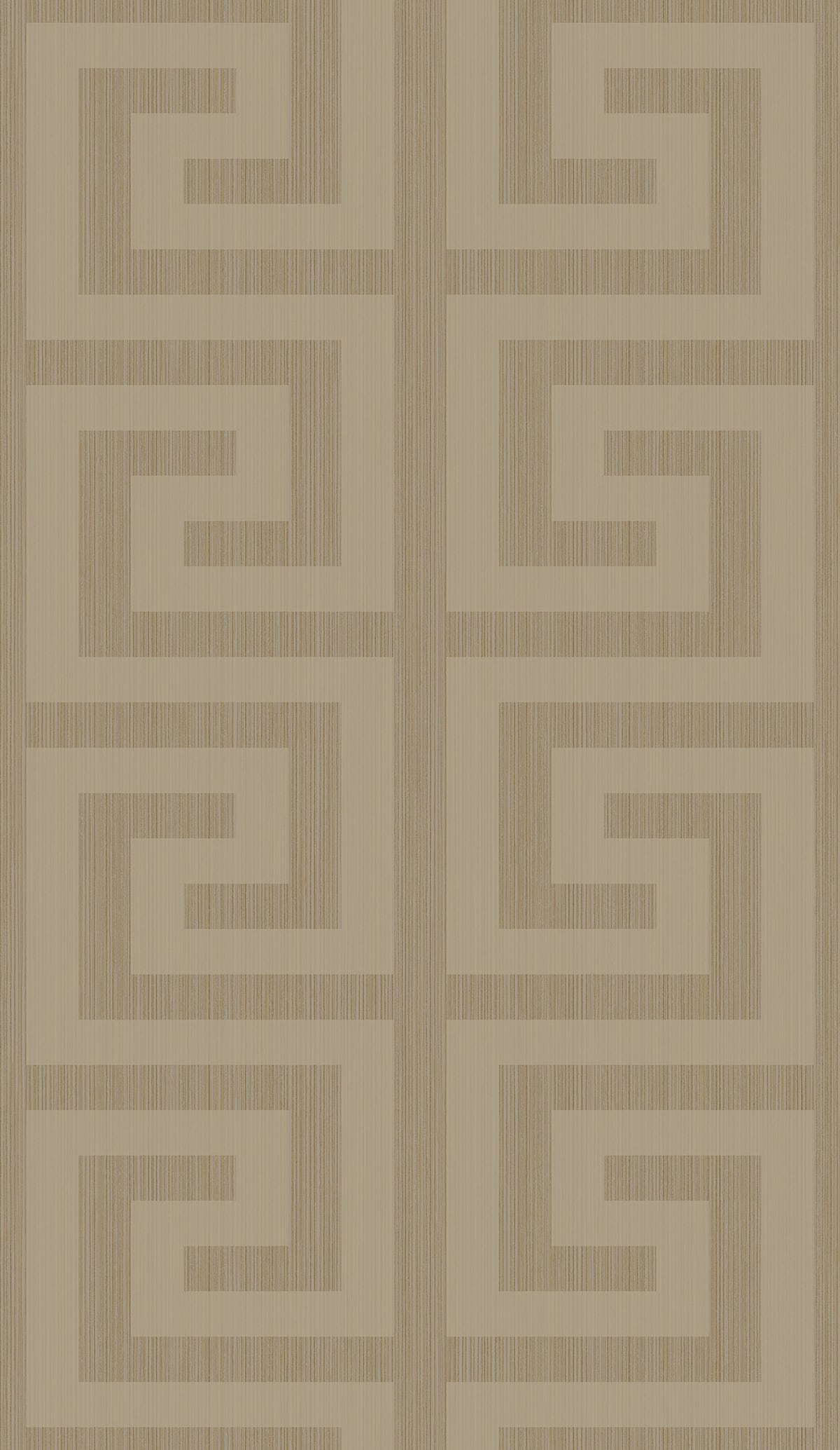 Greek Key Khaki & Metallic Champagne by Essential Textures Geometric Wallpaper – Etten Studios 2232007-Sample