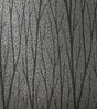 Birch Trail wallpaper in gunmetal and charcoal with metallic textured ground and slender birch tree silhouettes