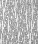 Metallic silver and charcoal birch tree wallpaper pattern (Birch Trail)
