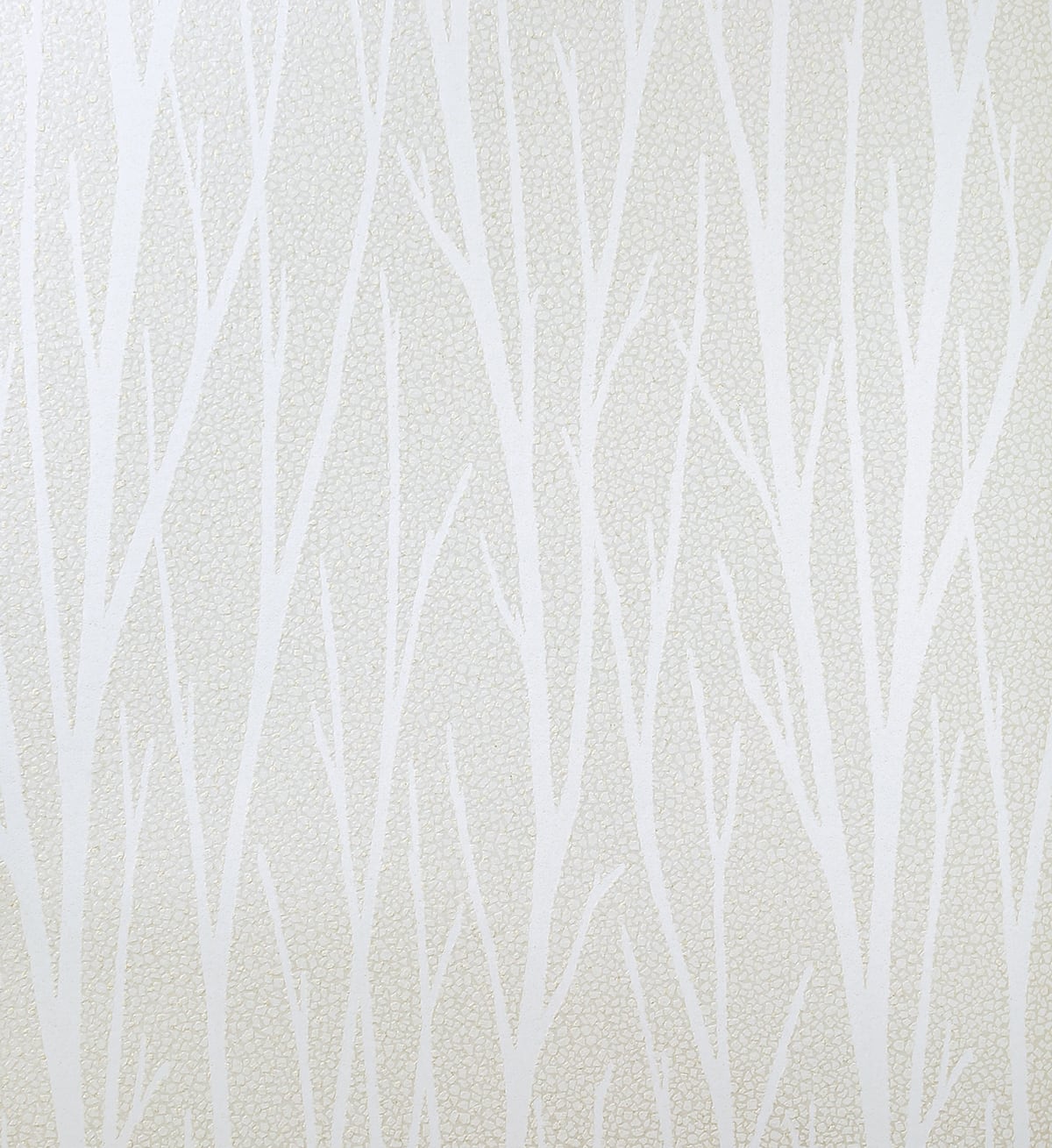 Birch Trail wallpaper in metallic champagne and cream with a subtle birch tree branch pattern