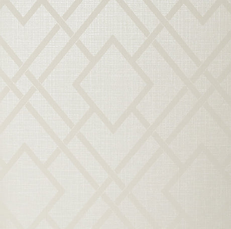 Metallic ivory diamond lattice geometric wallpaper with subtle woven texture background