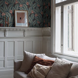 Hidden Ivy Blue by Boråstapeter Art Deco Botanical Wallpaper – Schumacher 2251
