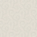 Wild Ferns wallpaper in stone colorway by Boråstapeter for Schumacher, featuring elegant scrolls of delicate fronds in a classic pattern.