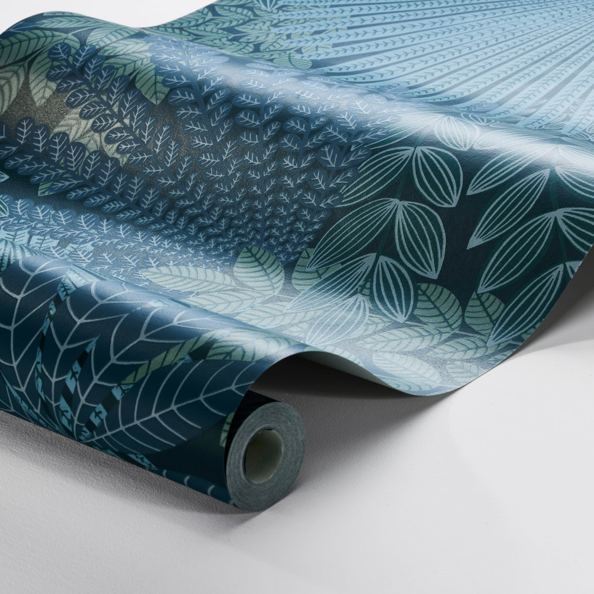 Velvet Leaves Spruce and Blue by Boråstapeter Botanical Wallpaper – Schumacher 2261