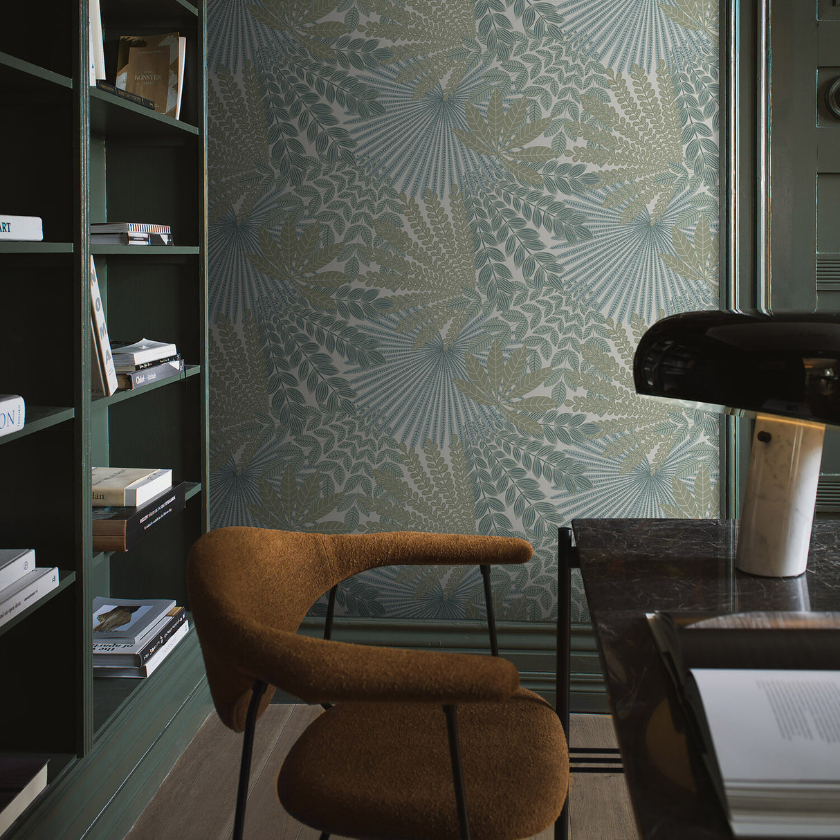 Velvet Leaves Ivory and Sage by Boråstapeter Botanical Wallpaper – Schumacher 2262