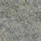 Travertine Spruce textured wallcovering by Boråstapeter for Schumacher, inspired by Italian metamorphic rock, shown in a moody green marbled pattern.