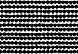 Marimekko Räsymatto wallpaper in ebony and off-white with bold dotted rows.