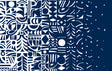 Marimekko Yn Varjo wallpaper in midnight blue and off-white with bold abstract geometric illustration pattern