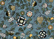 Pieni Tiara wallpaper in sea green with dandelion yellow floral illustration on a satin finish.