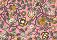 Marimekko Pieni Tiara wallpaper in salmon pink with plum vines and stylized floral motifs