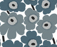Unikko wallpaper in steel blue and gray floral pattern by Marimekko
