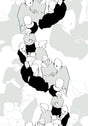 Marimekko Ystavat wallpaper in gray and eggshell with contemporary illustrated figures