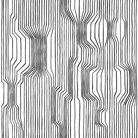 Frekvenssi wallpaper in ebony and eggshell with abstract linear stripe pattern by Marimekko