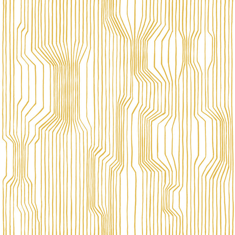 Frekvenssi wallpaper in mustard and eggshell with abstract linear stripe pattern