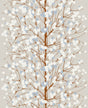 Lumimarja wallpaper pattern with taupe ground and cornflower-blue and white berry clusters on brown branches.