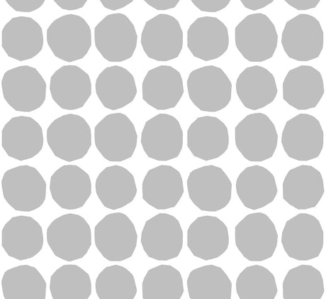 Gray rounded dot polka pattern wallpaper on an eggshell background