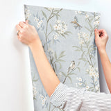 Tea Olive Light Blue by Chesapeake Finch Frolic Wallpaper – Brewster Home Fashions 4169-83140